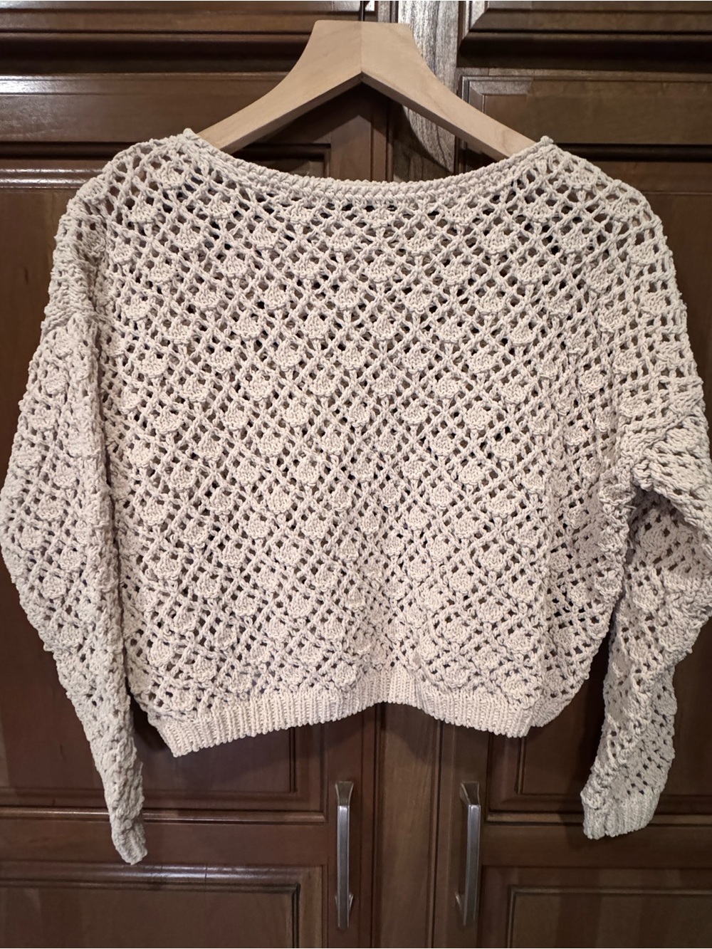 moon & madison Cream, Open-Knit, Crew Sweater